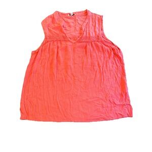 Alessia Pacini Italian Top Womens Large Split Neck Shirt Resortwear Coral